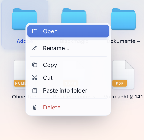 Right-click context menu, positioned and undoable