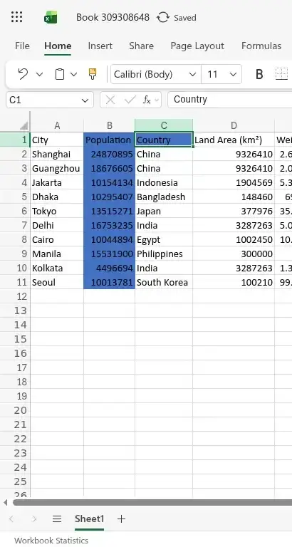 Cropped spreadsheet input showing the C1 background color question