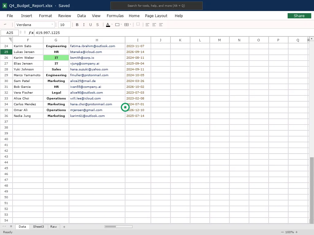 Pointerbench-Sheets cell corner target