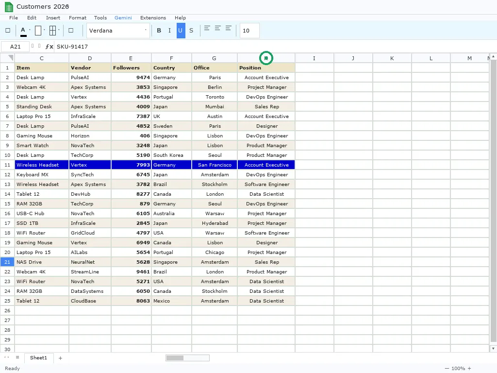 Pointerbench-Sheets column header target