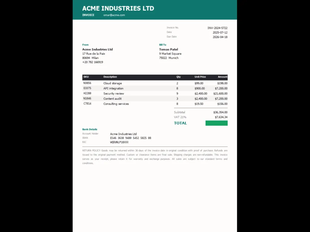 Pointerbench-Text invoice total bounding box