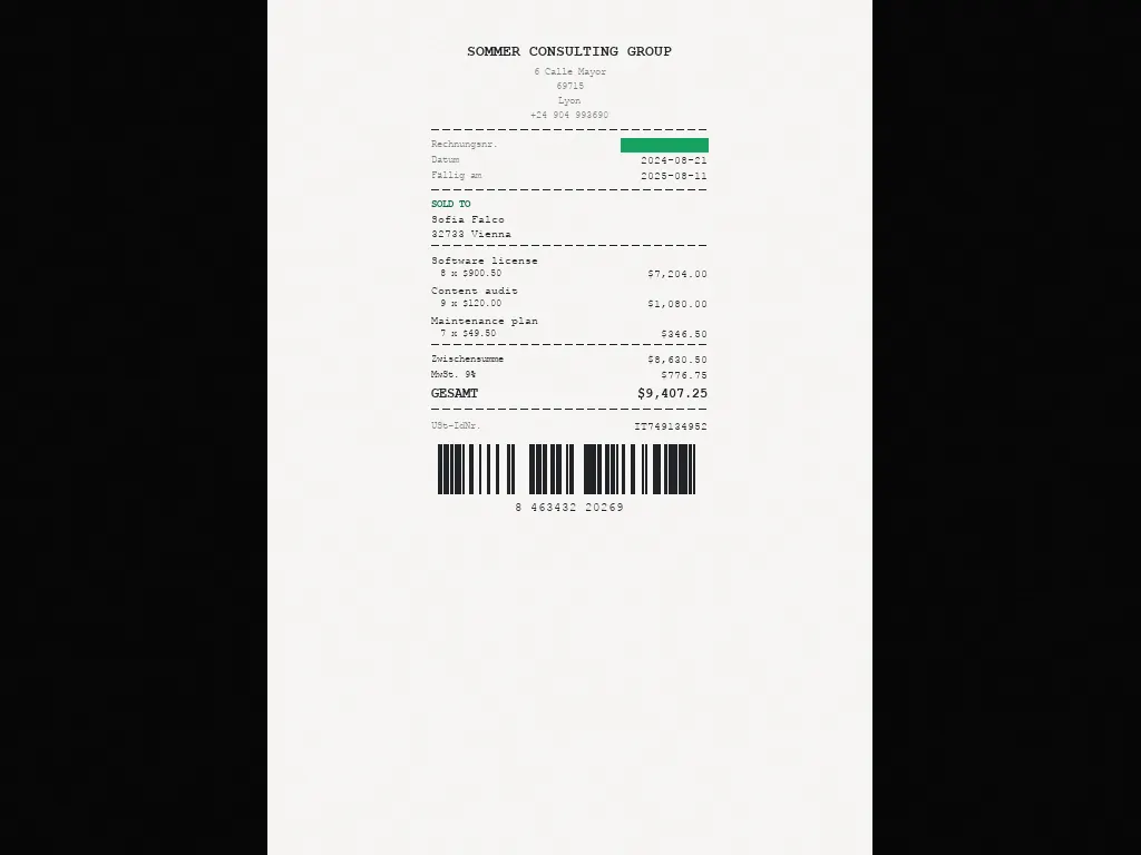 Pointerbench-Text invoice number bounding-box example